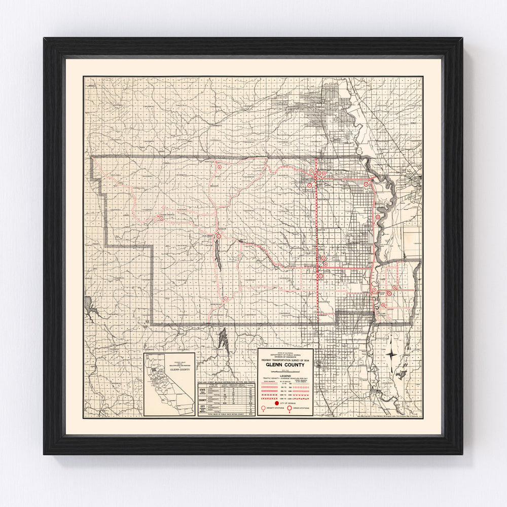 Glenn County Vintage Map 1935
