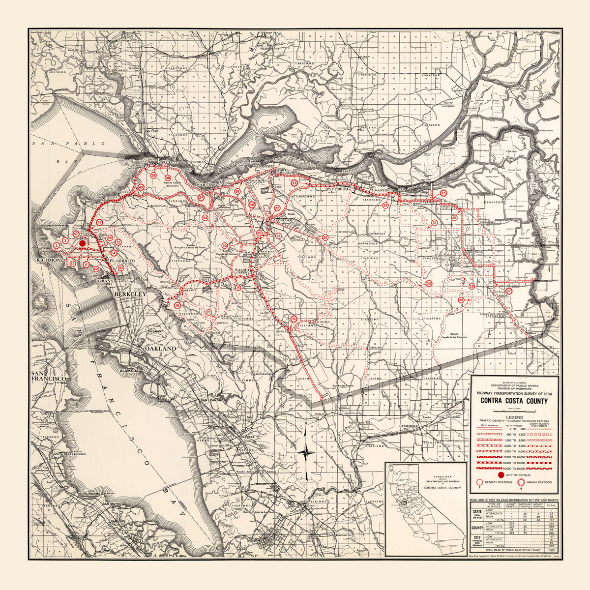 Preview of Vintage Map of Contra Costa County, California 1935