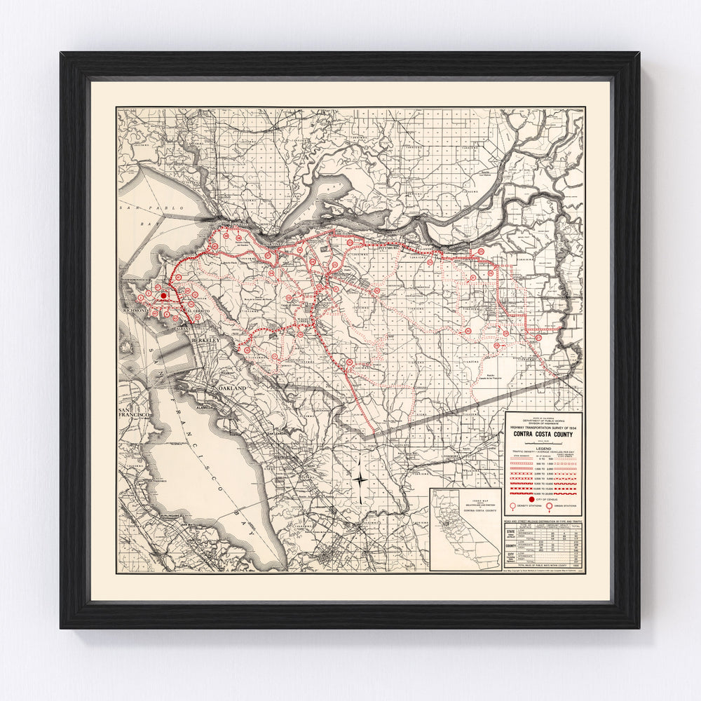 Contra Costa County Vintage Map 1935