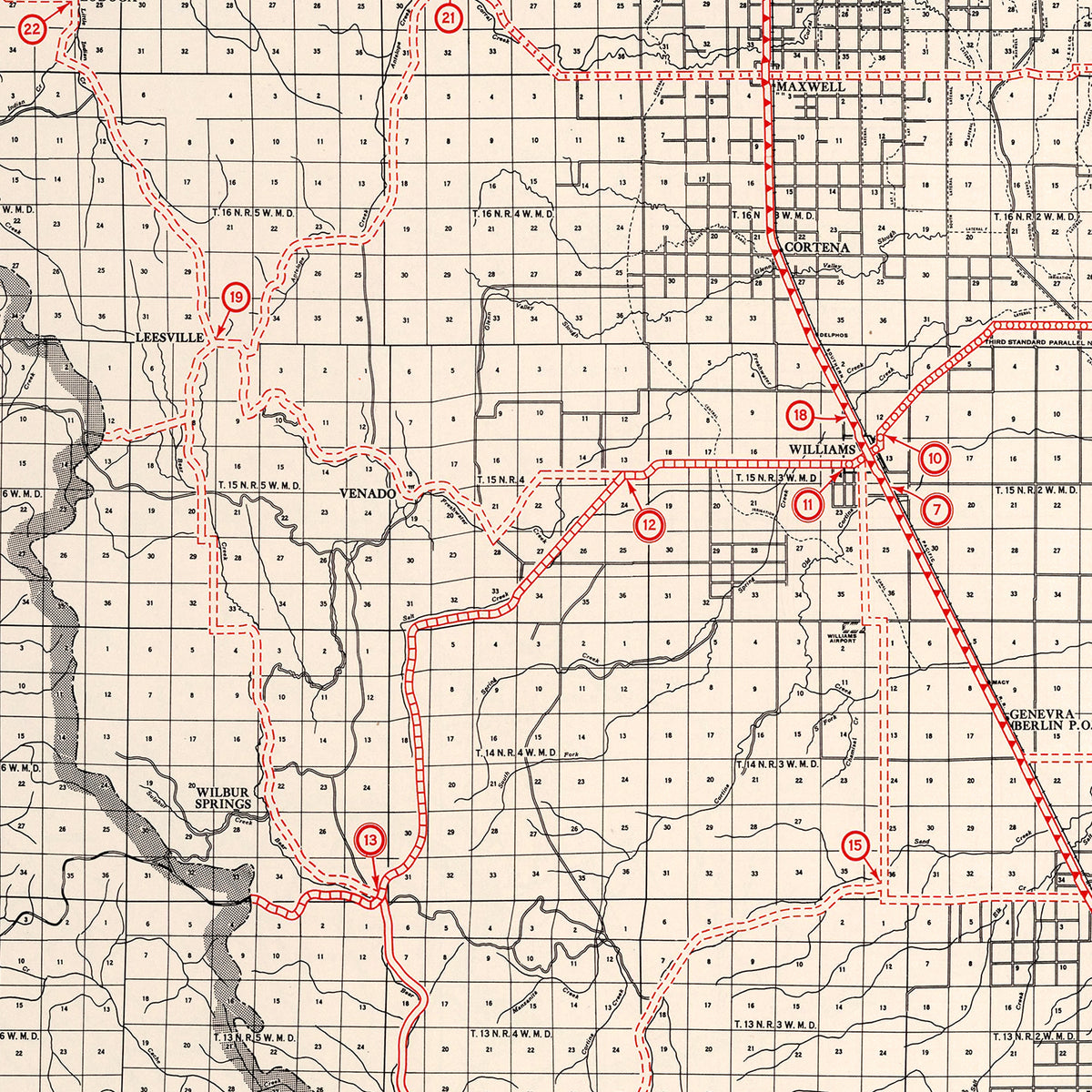 Restored historic details from the 1935 county map of Colusa County, California
