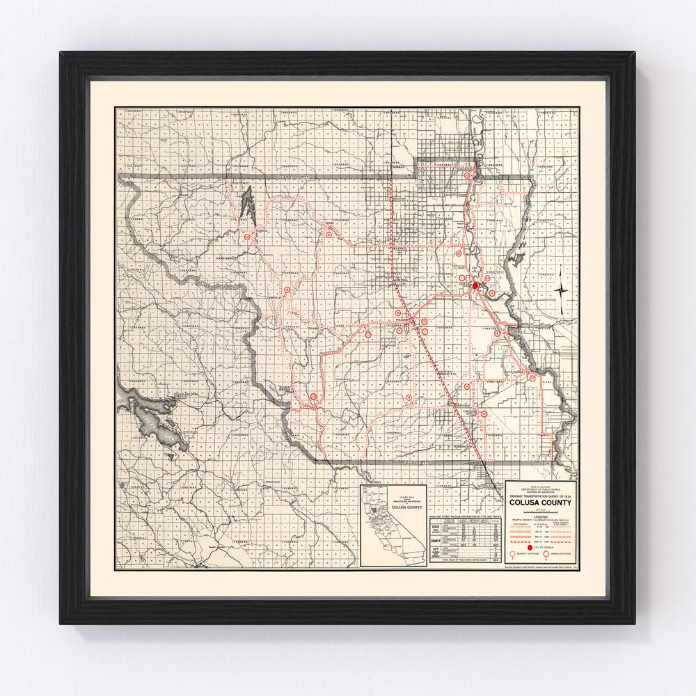 Colusa County Vintage Map 1935