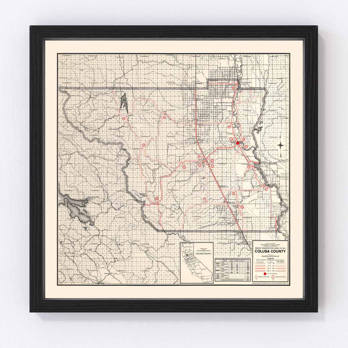 Colusa County Vintage Map 1935