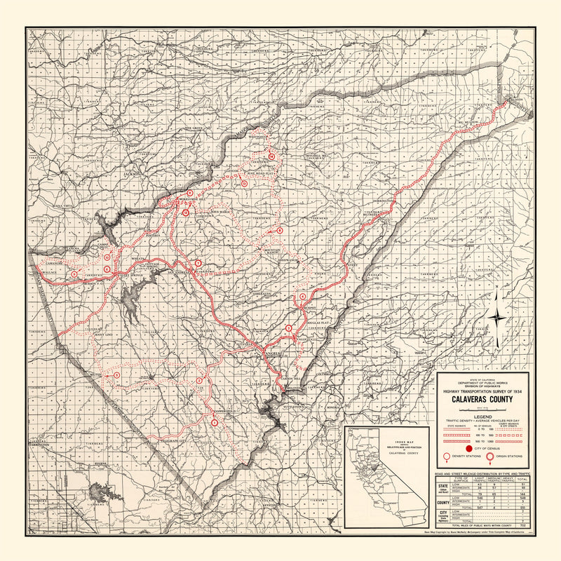 Size comparison using Vintage Map of Calaveras County, California 1935