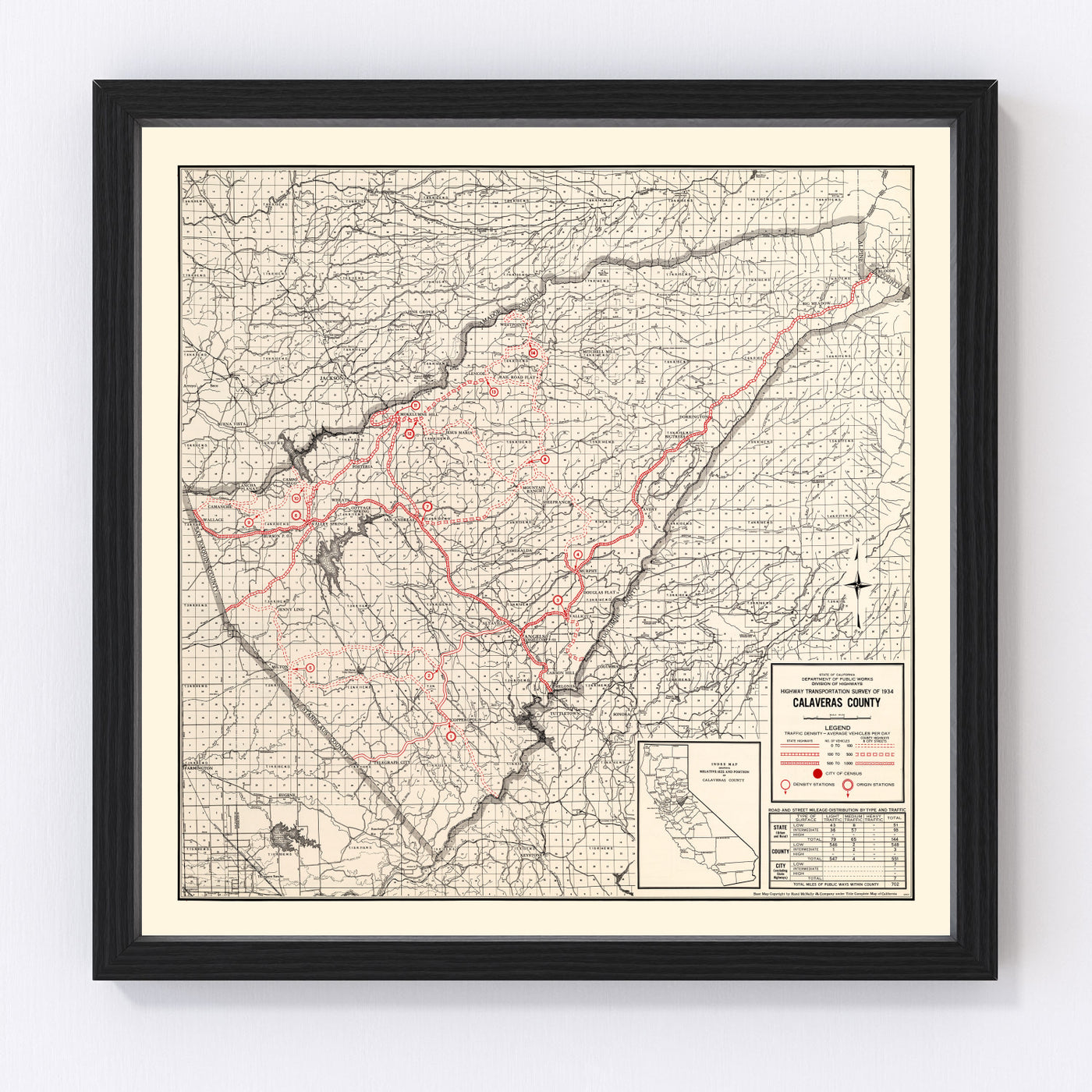Calaveras County Vintage Map 1935