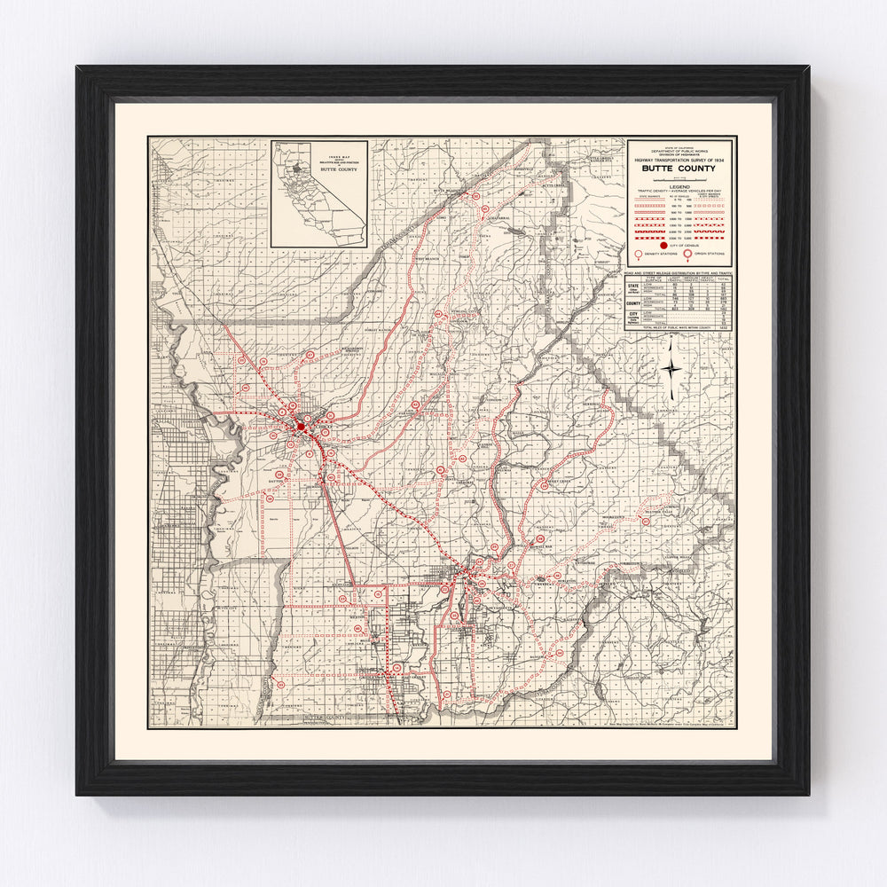 Butte County Vintage Map 1935