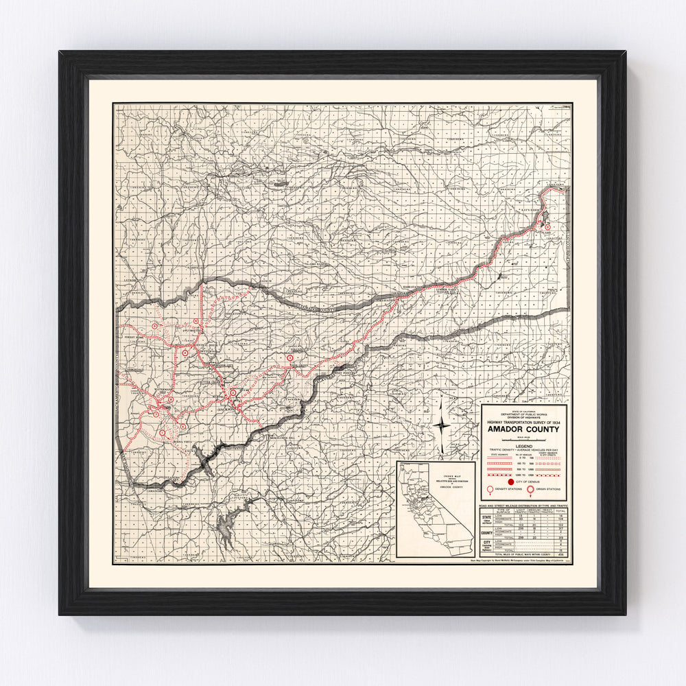 Amador County Vintage Map 1935