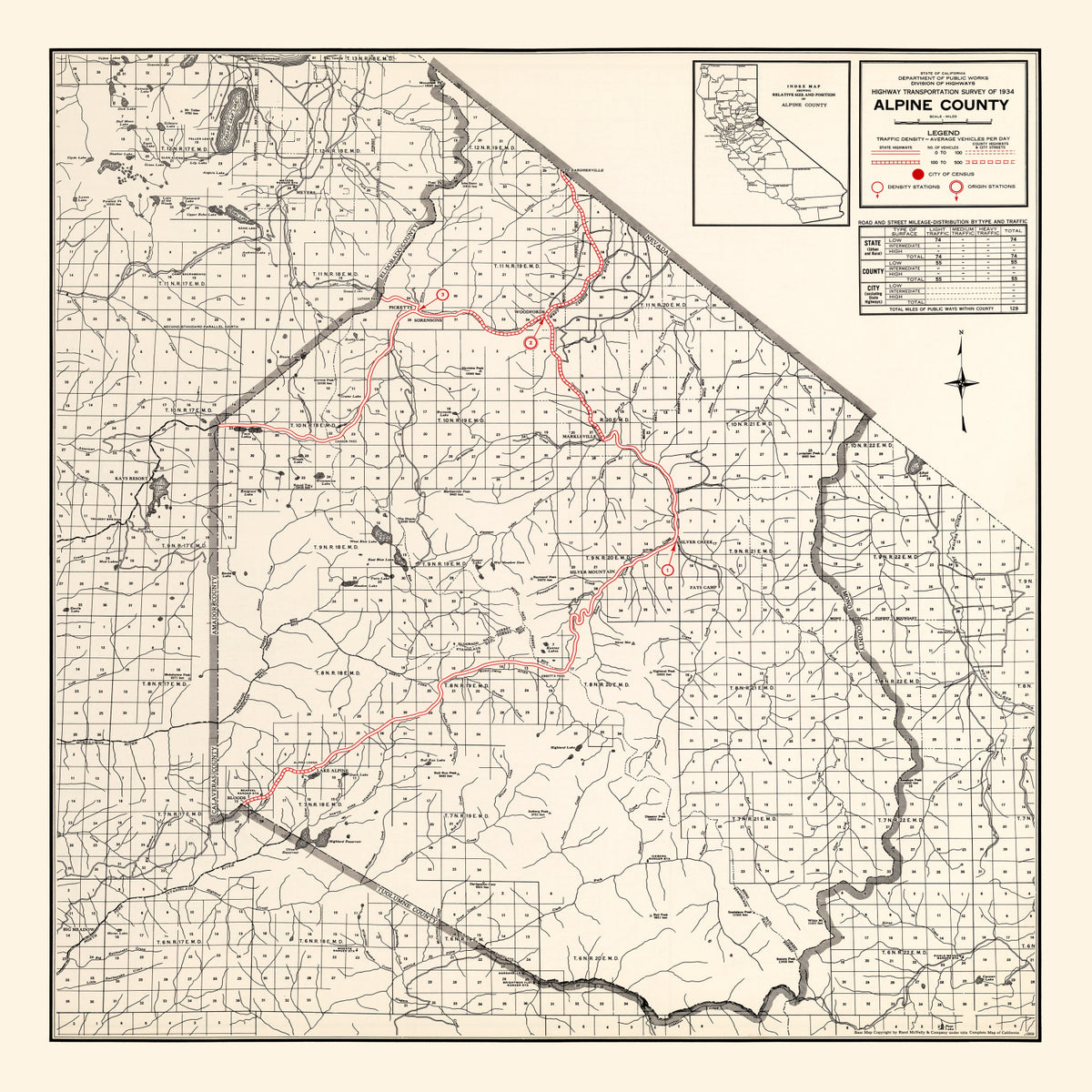 Preview of Vintage Map of Alpine County, California 1935