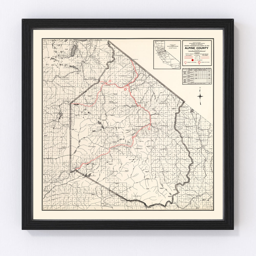 Alpine County Vintage Map 1935