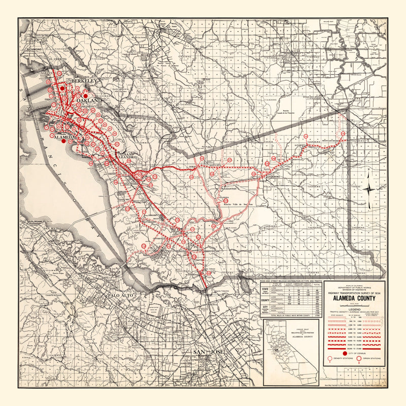 Size comparison using Vintage Map of Alameda County, California 1935