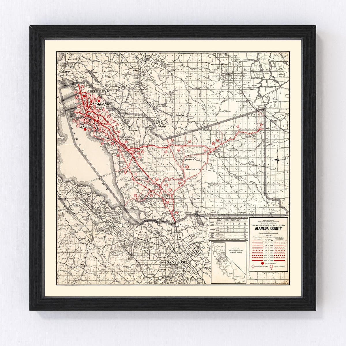 Alameda County Vintage Map 1935