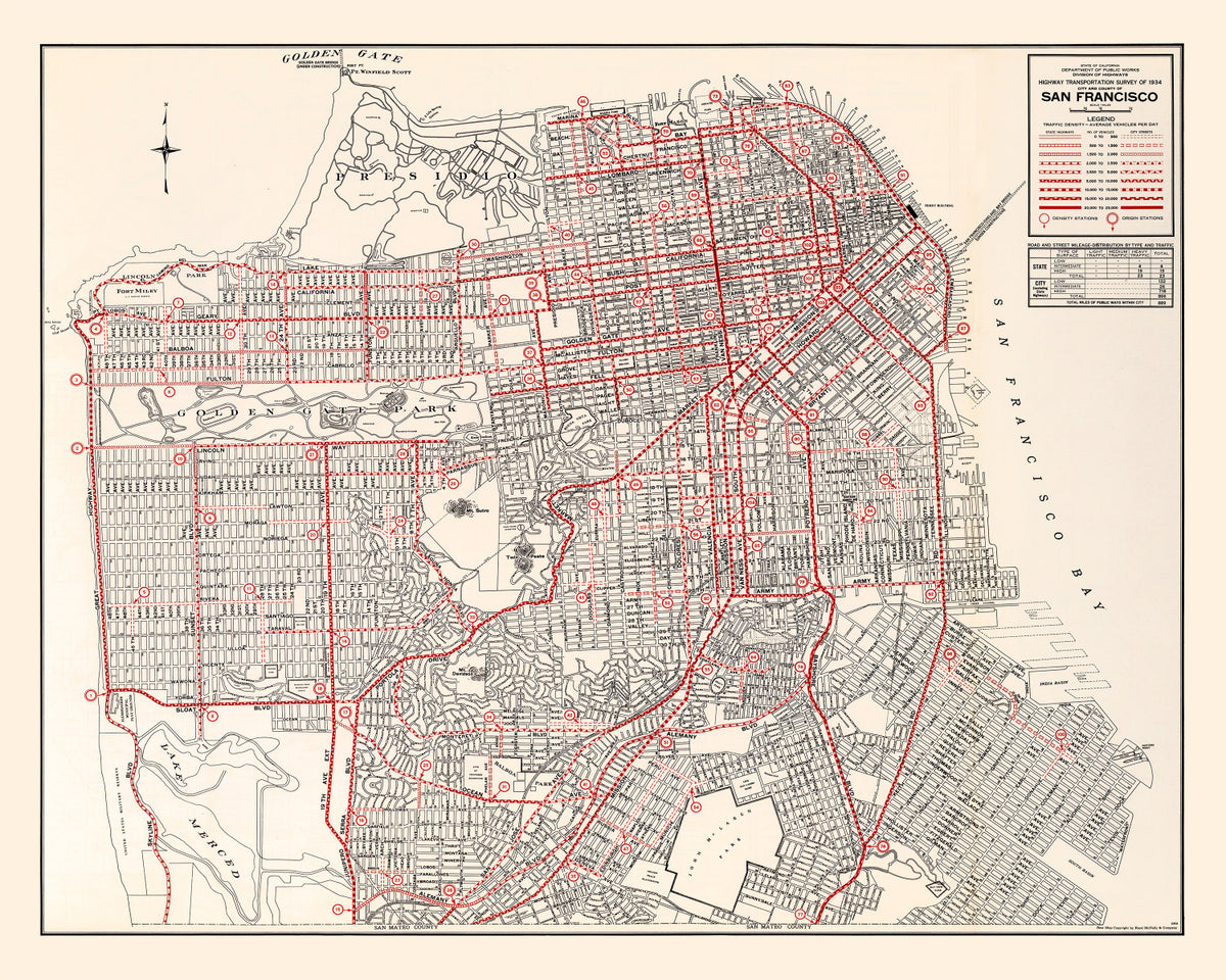 Preview of Vintage Map of San Francisco County, California 1935
