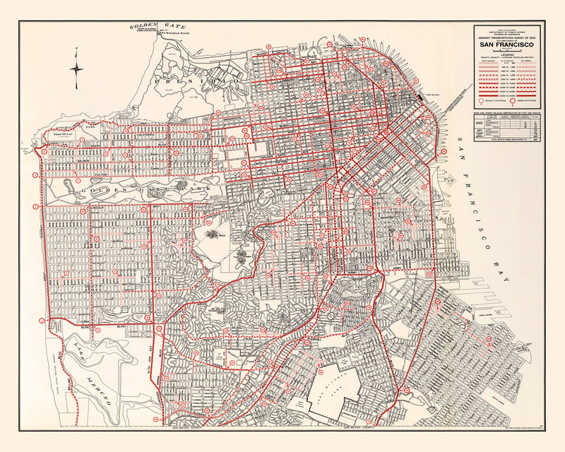 Size comparison using Vintage Map of San Francisco County, California 1935