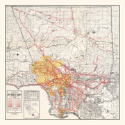 Vintage Map of Los Angeles County, California 1935
