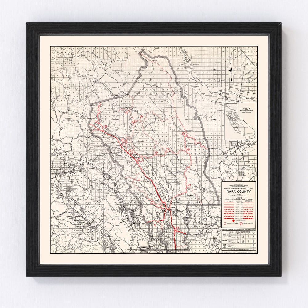 Napa County Vintage Map 1935