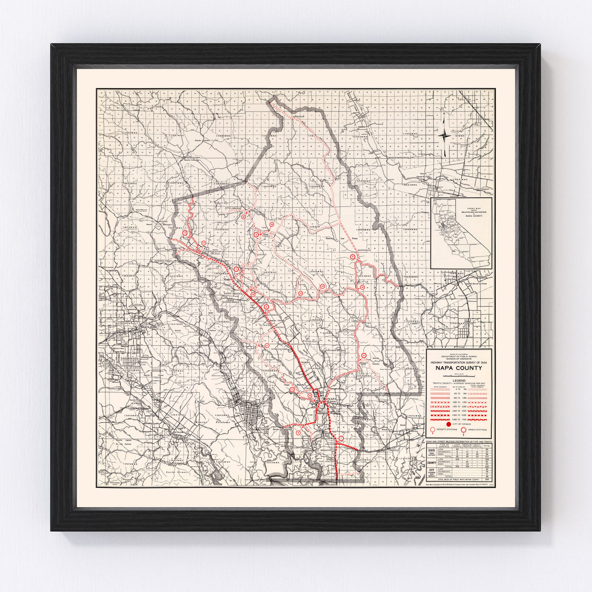 Napa County Vintage Map 1935