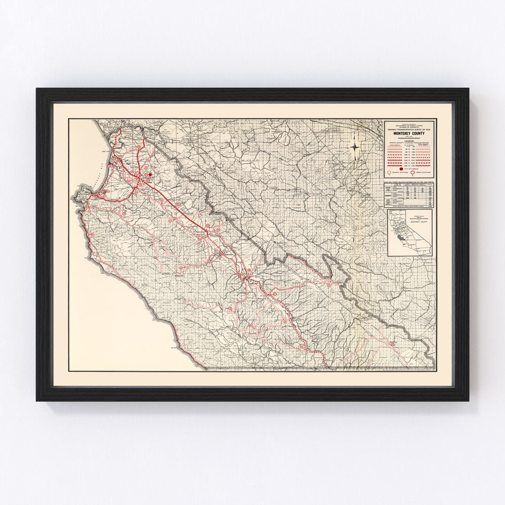 Monterey County Vintage Map 1935