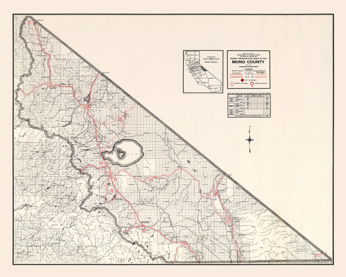 Preview of Vintage Map of Mono County, California 1935