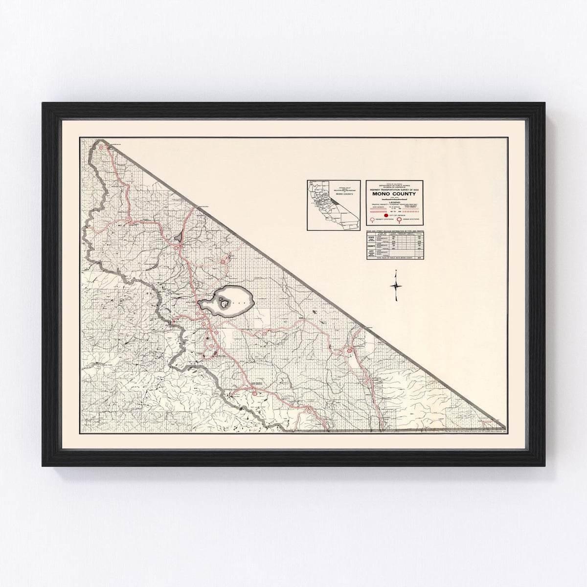 Mono County Vintage Map 1935