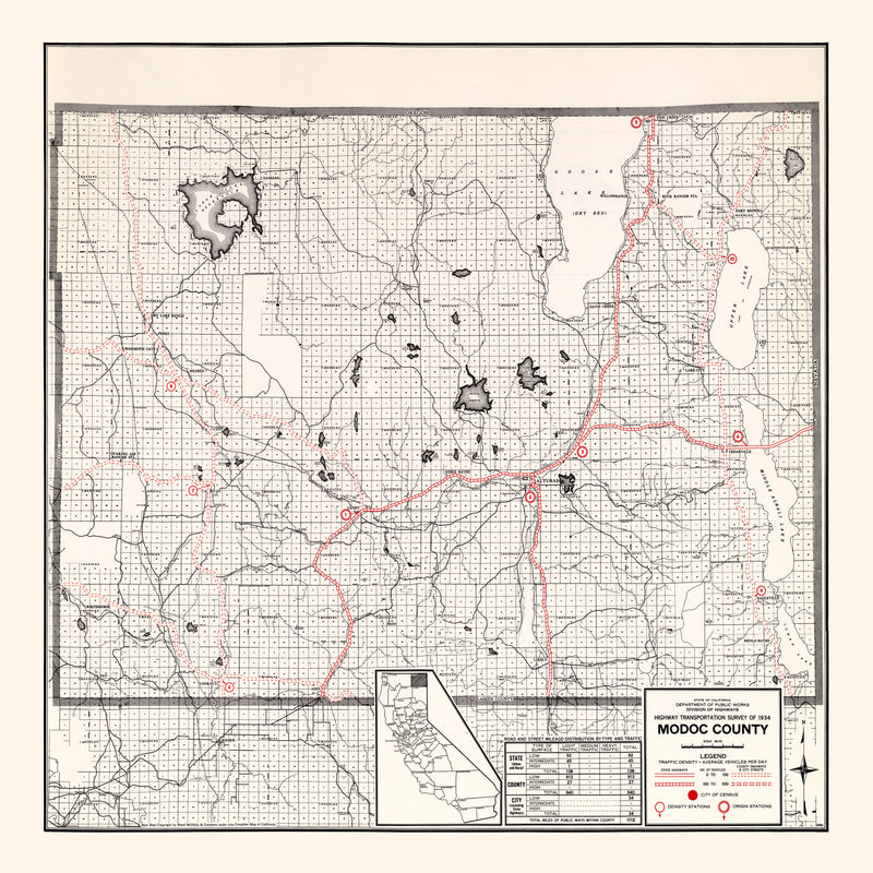 Size comparison using Vintage Map of Modoc County, California 1935