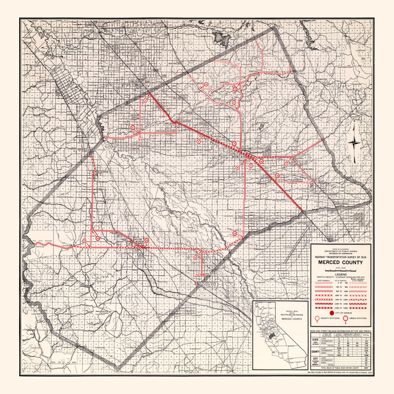 Size comparison using Vintage Map of Merced County, California 1935