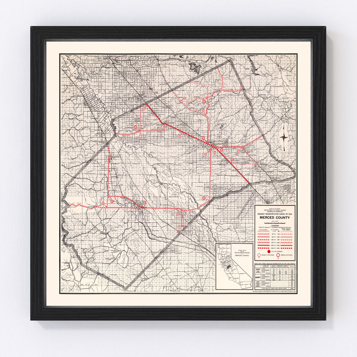 Merced County Vintage Map 1935