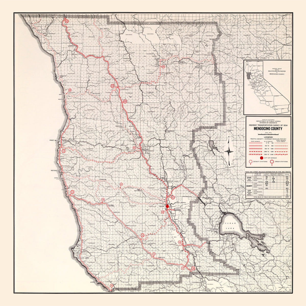Preview of Vintage Map of Mendocino County, California 1935