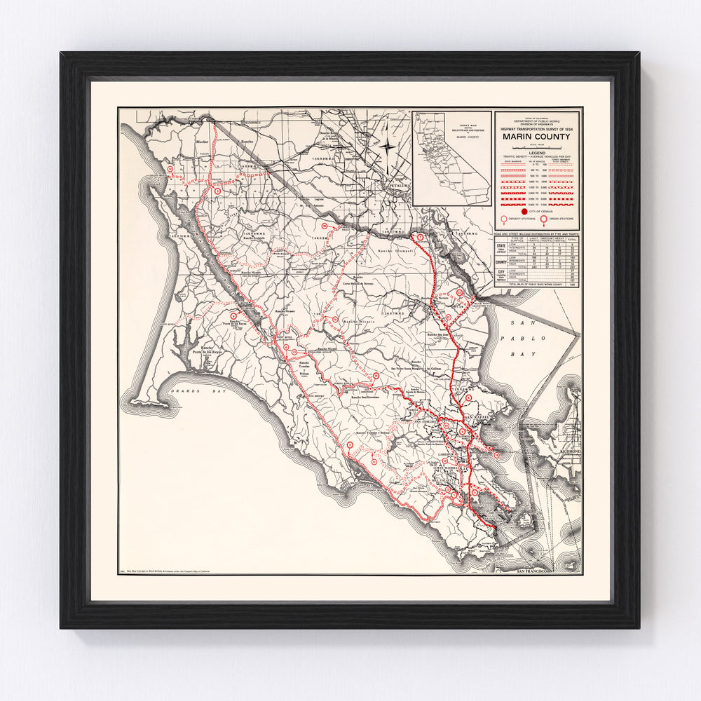Marin County Vintage Map 1935