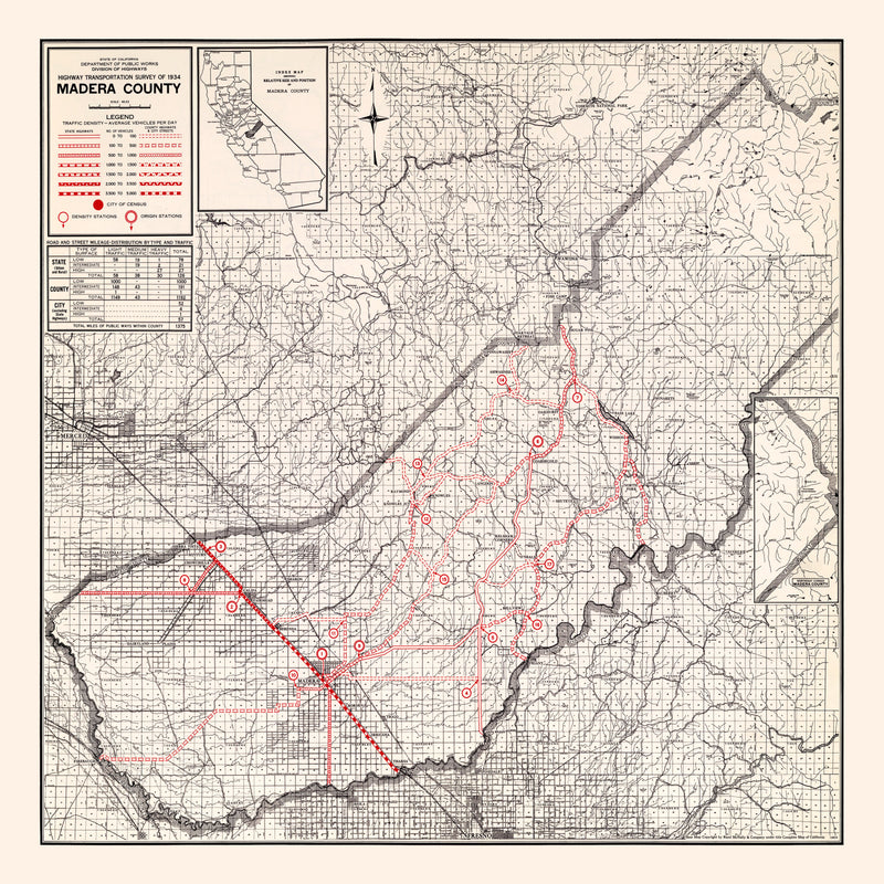 Size comparison using Vintage Map of Madera County, California 1935