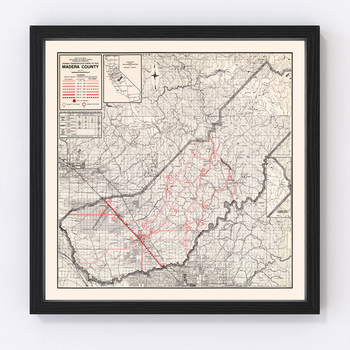 Madera County Vintage Map 1935