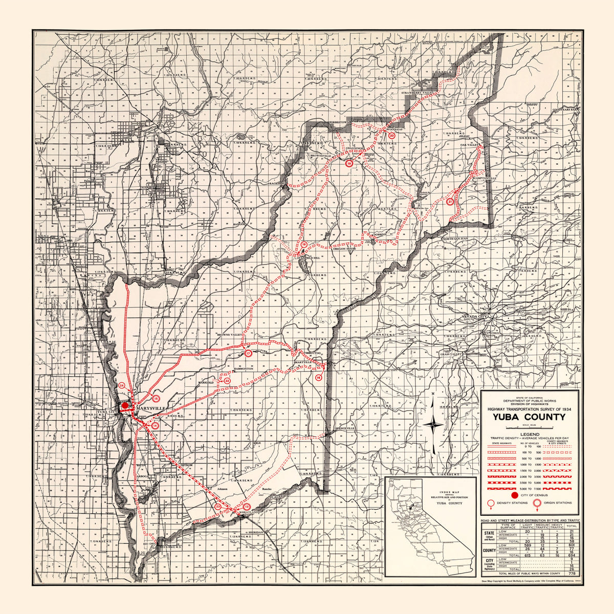 Preview of Vintage Map of Yuba County, California 1935