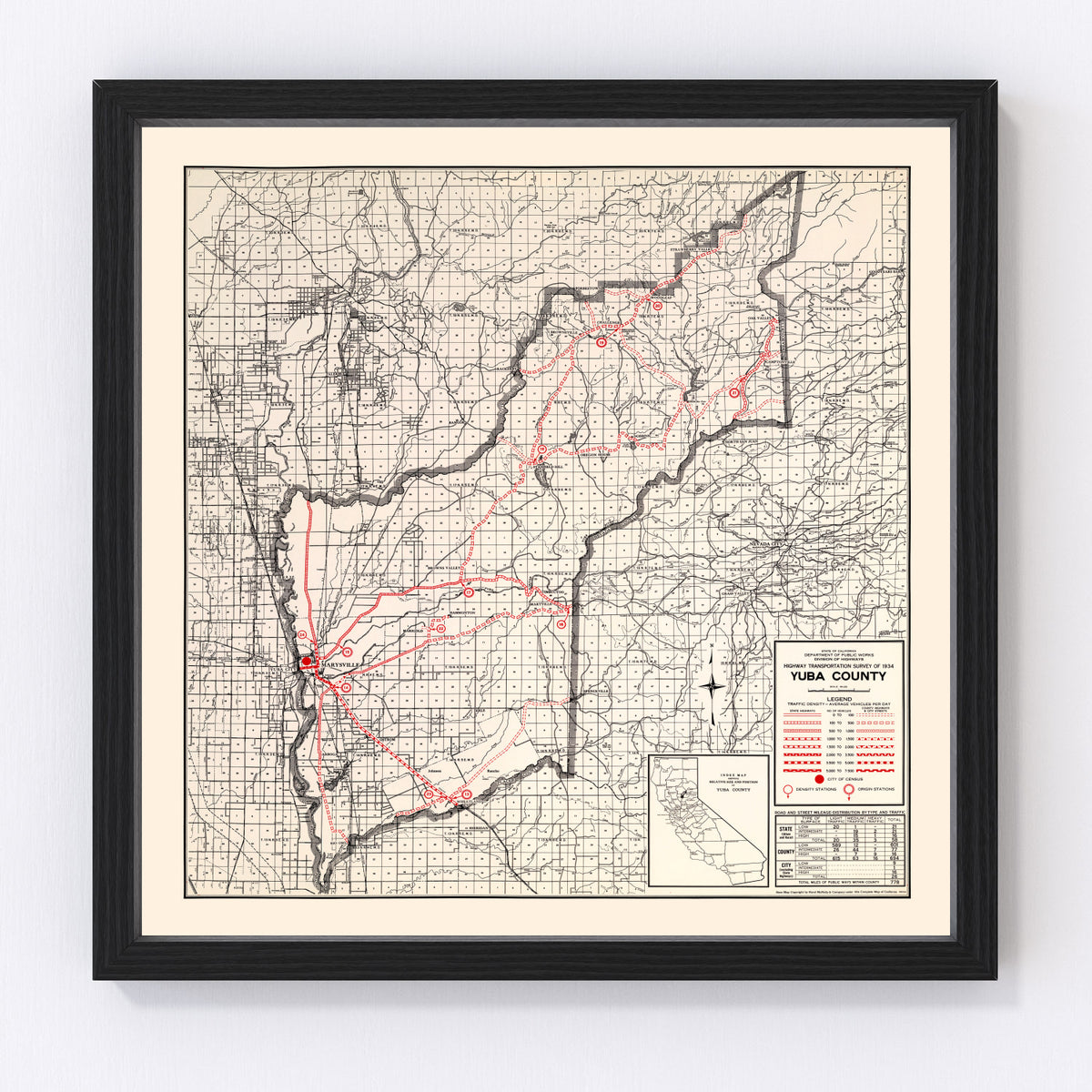 Yuba County Vintage Map 1935