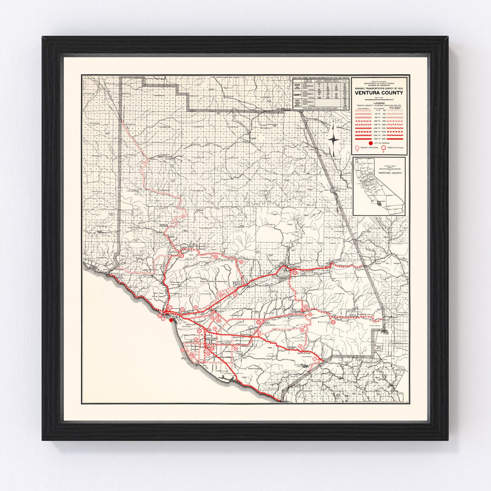 Ventura County Vintage Map 1935