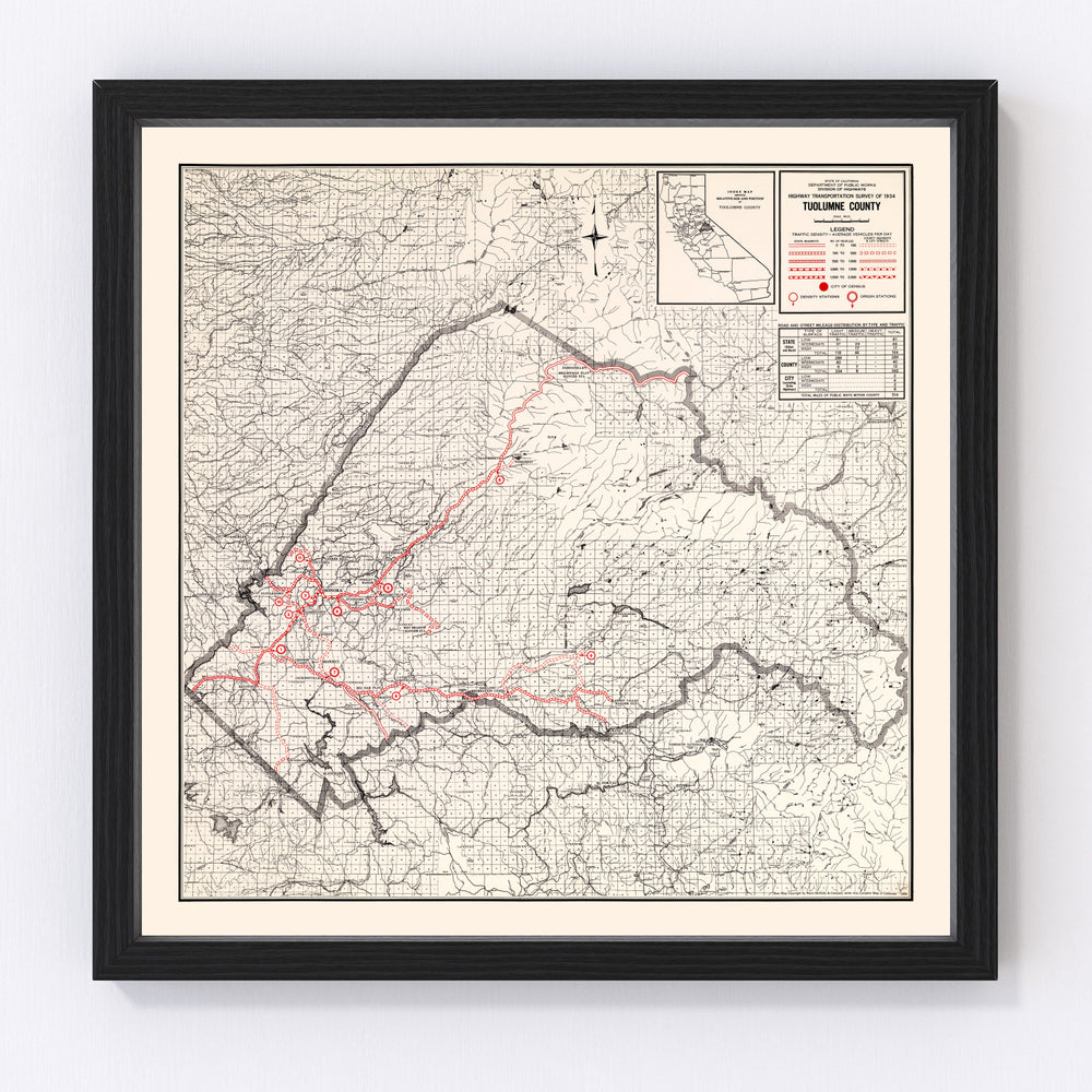 Tuolumne County Vintage Map 1935