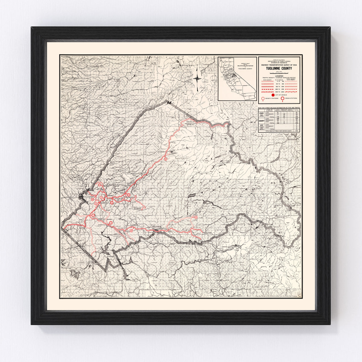 Tuolumne County Vintage Map 1935