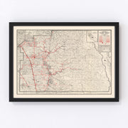 Tulare County Vintage Map 1935