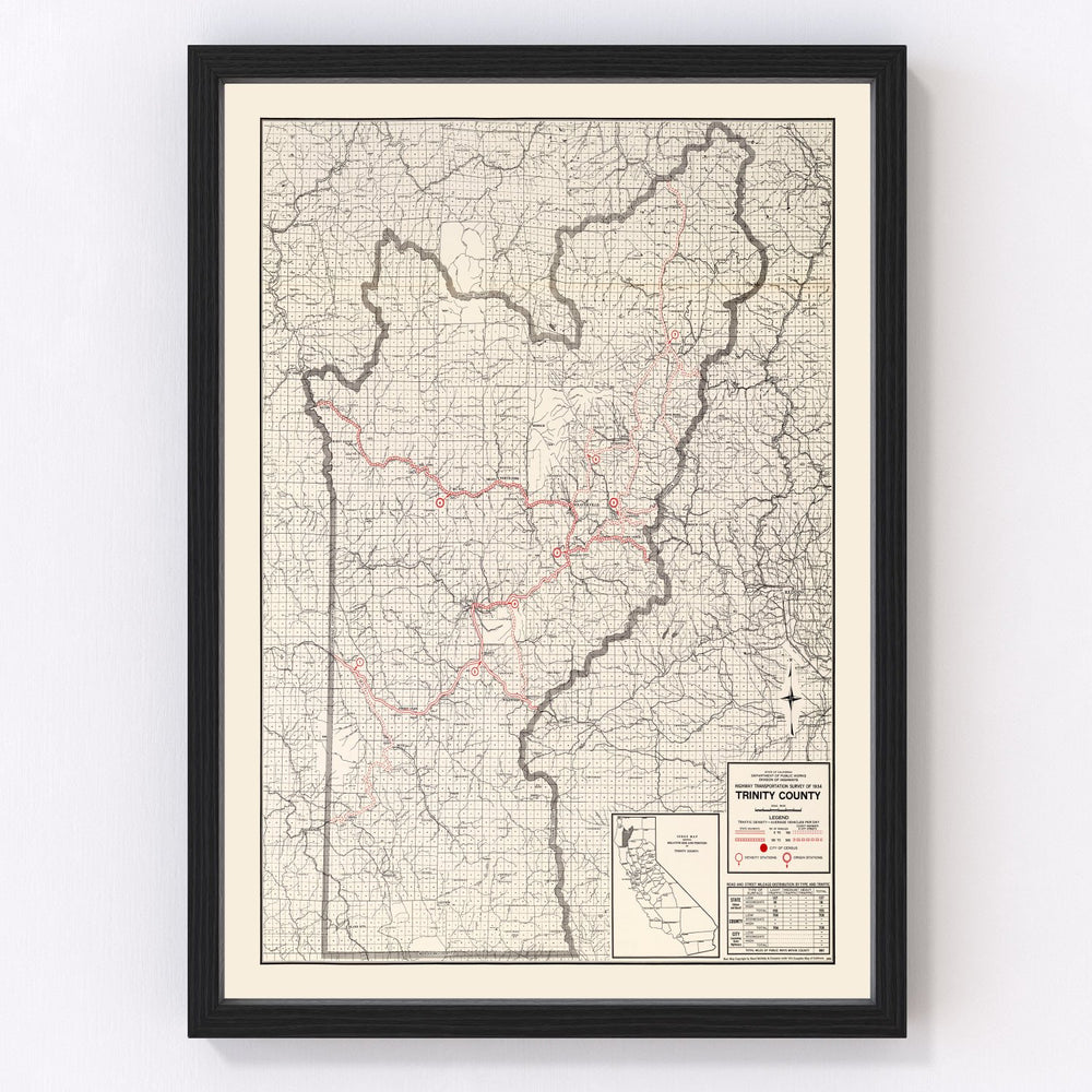 Trinity County Vintage Map 1935