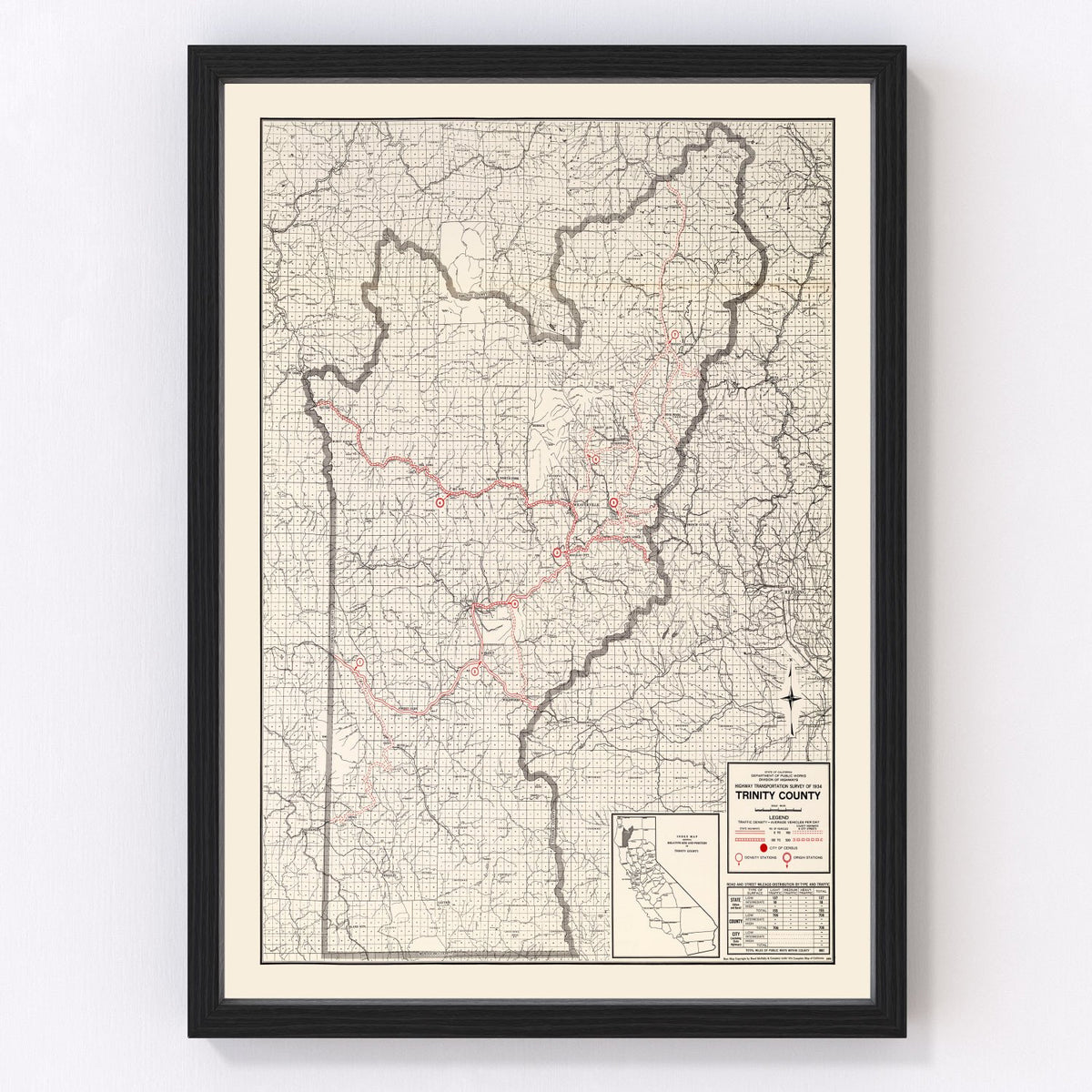 Trinity County Vintage Map 1935