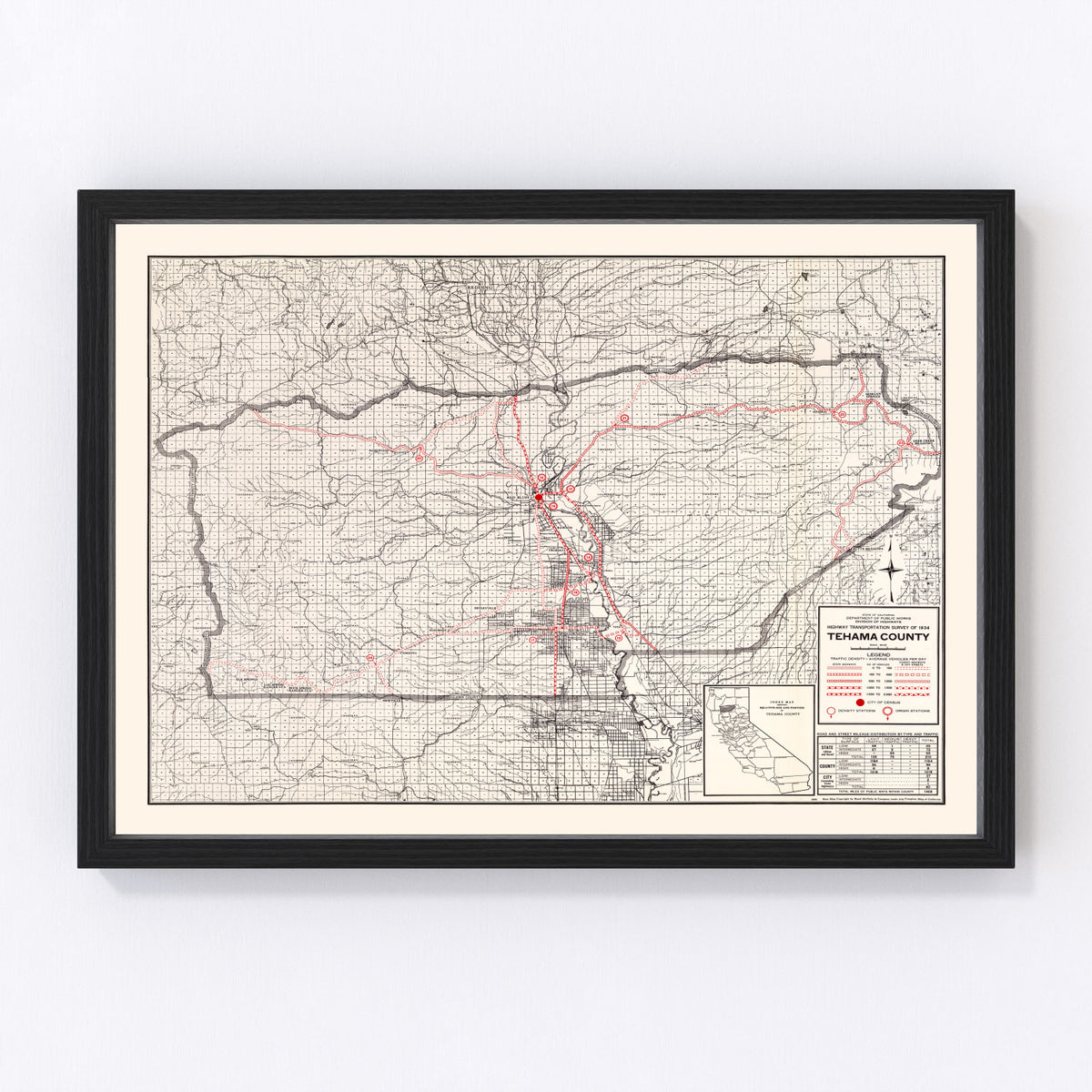 Tehama County Vintage Map 1935