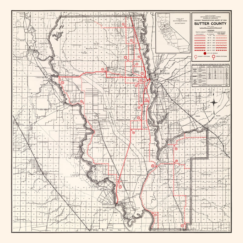 Size comparison using Vintage Map of Sutter County, California 1935