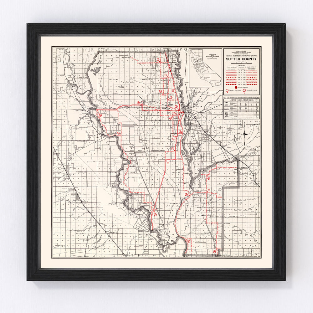 Sutter County Vintage Map 1935