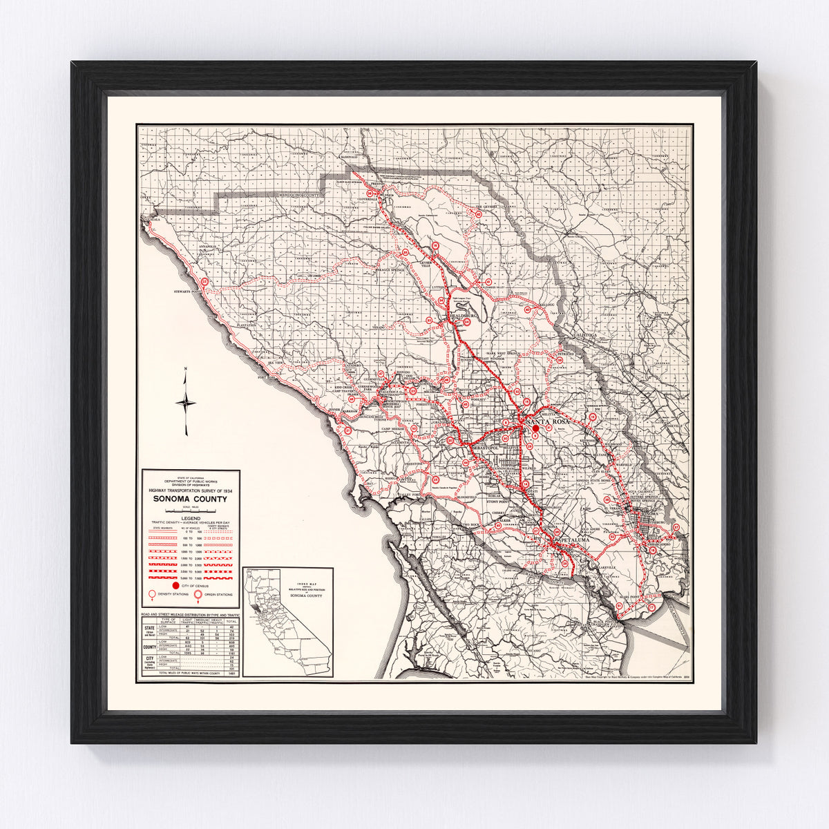Sonoma County Vintage Map 1935
