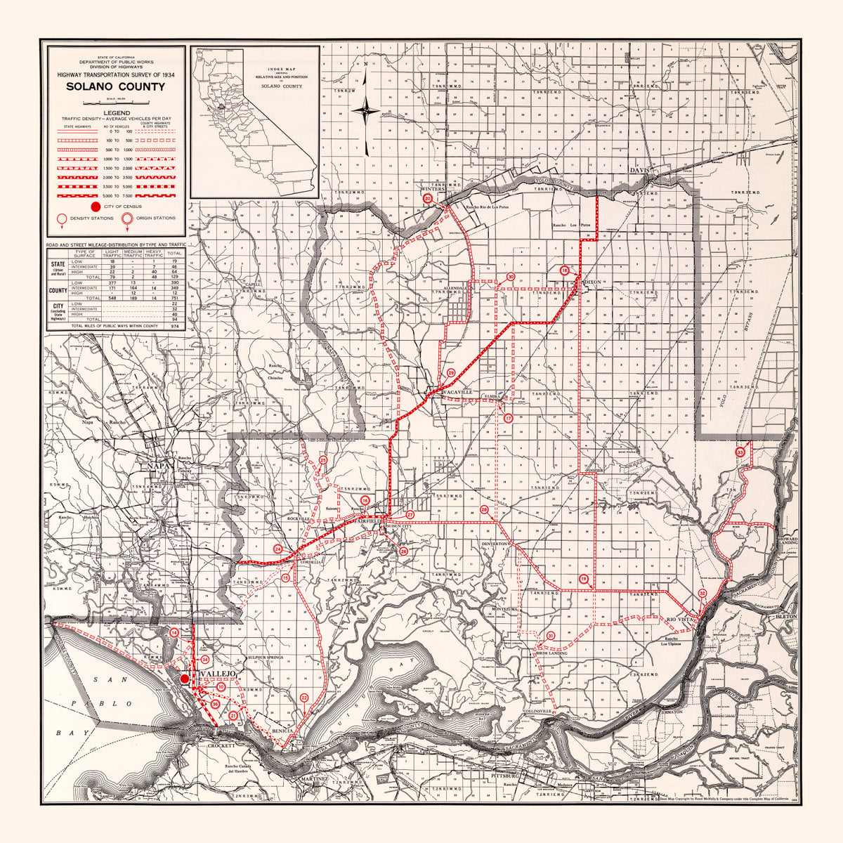 Preview of Vintage Map of Solano County, California 1935