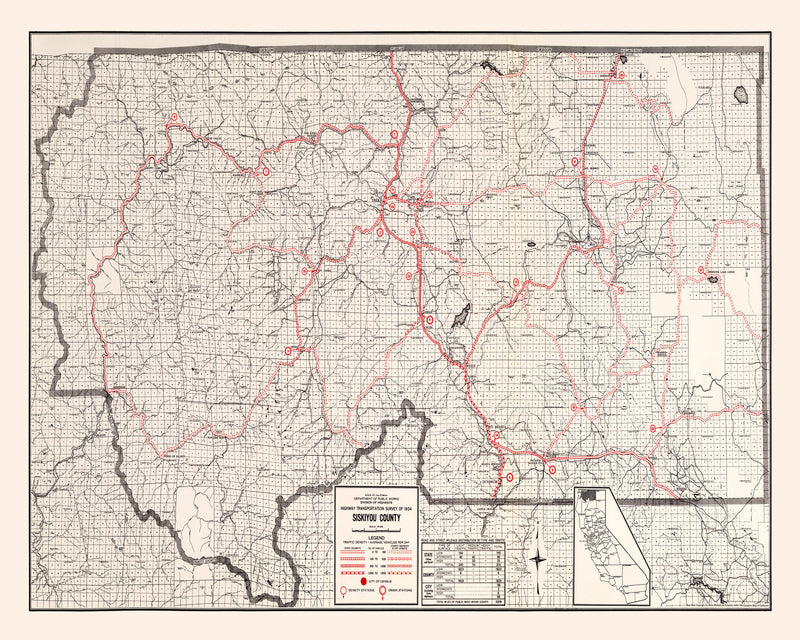 Size comparison using Vintage Map of Siskiyou County, California 1935