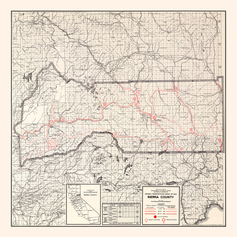 Size comparison using Vintage Map of Sierra County, California 1935