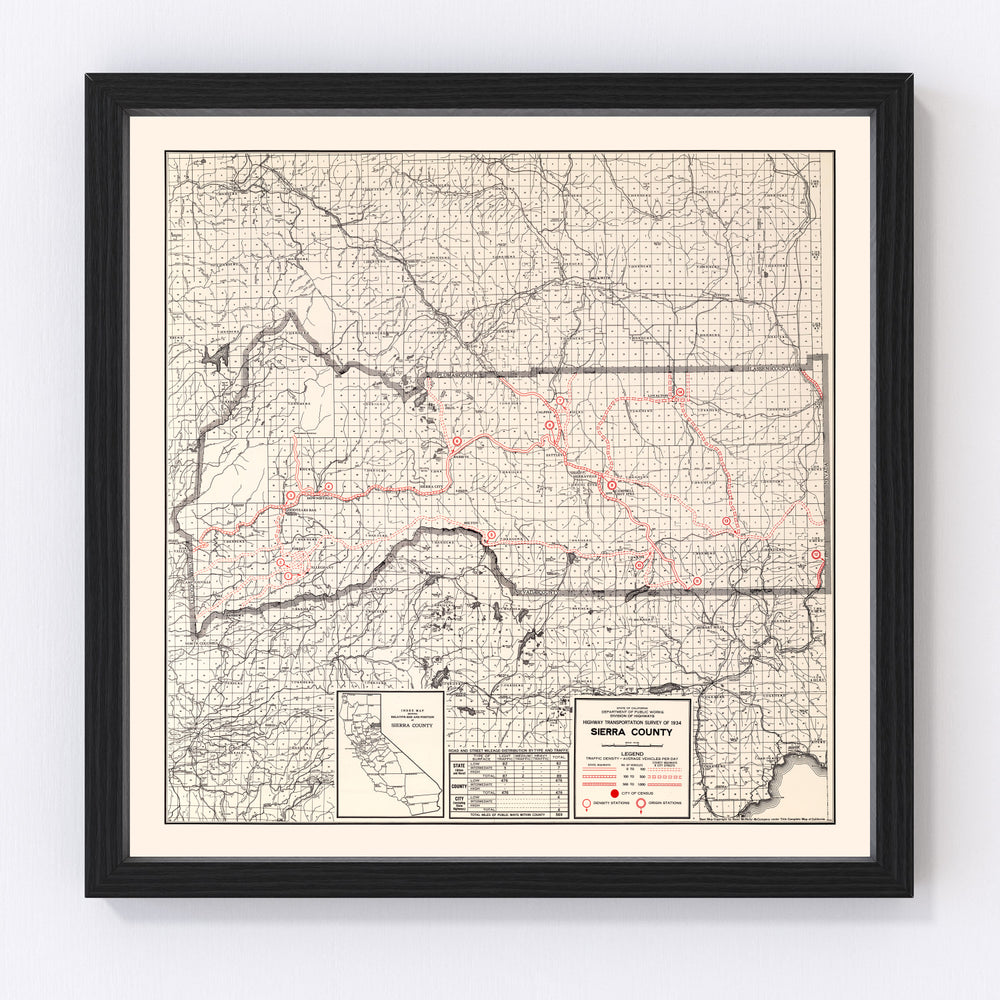 Sierra County Vintage Map 1935