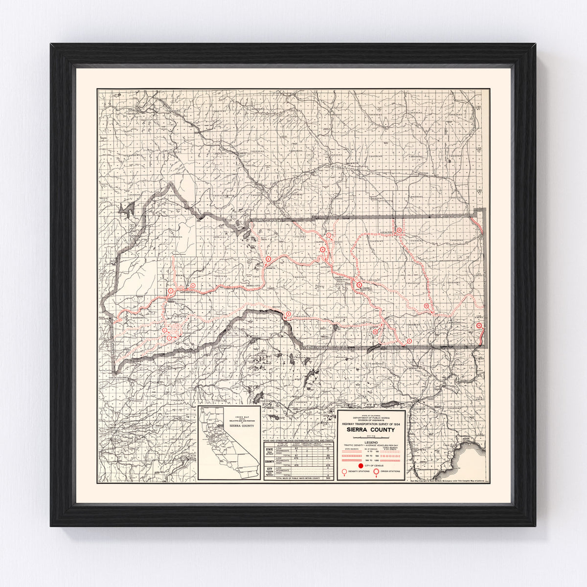 Sierra County Vintage Map 1935