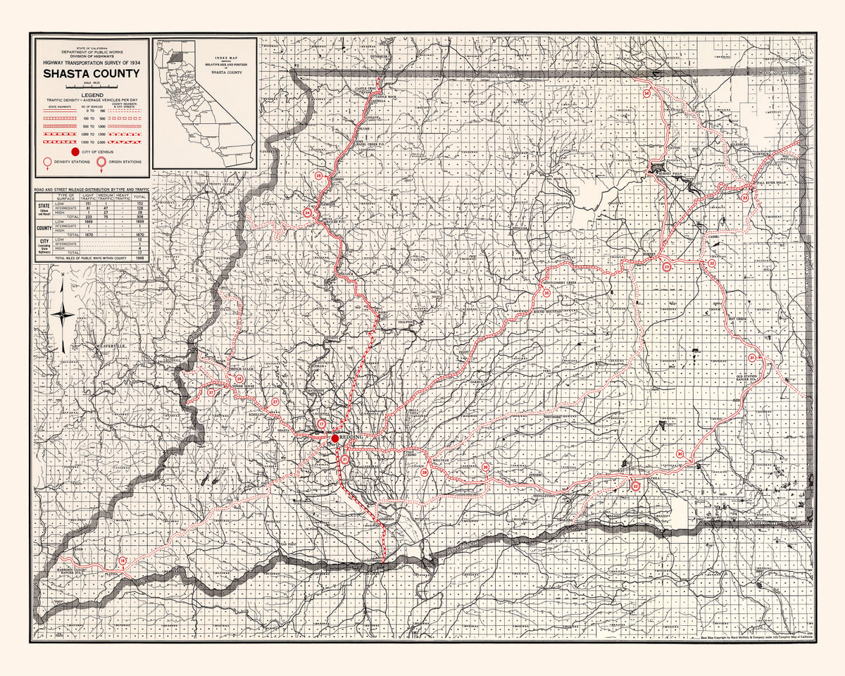 Preview of Vintage Map of Shasta County, California 1935