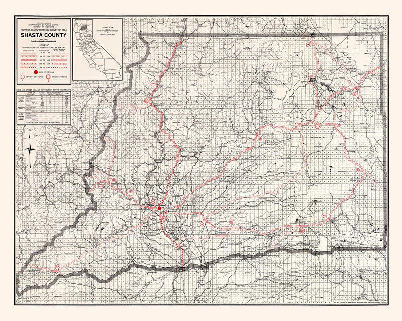 Size comparison using Vintage Map of Shasta County, California 1935