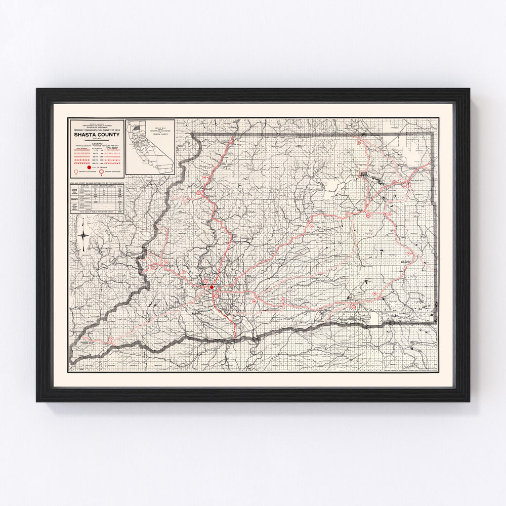 Shasta County Vintage Map 1935