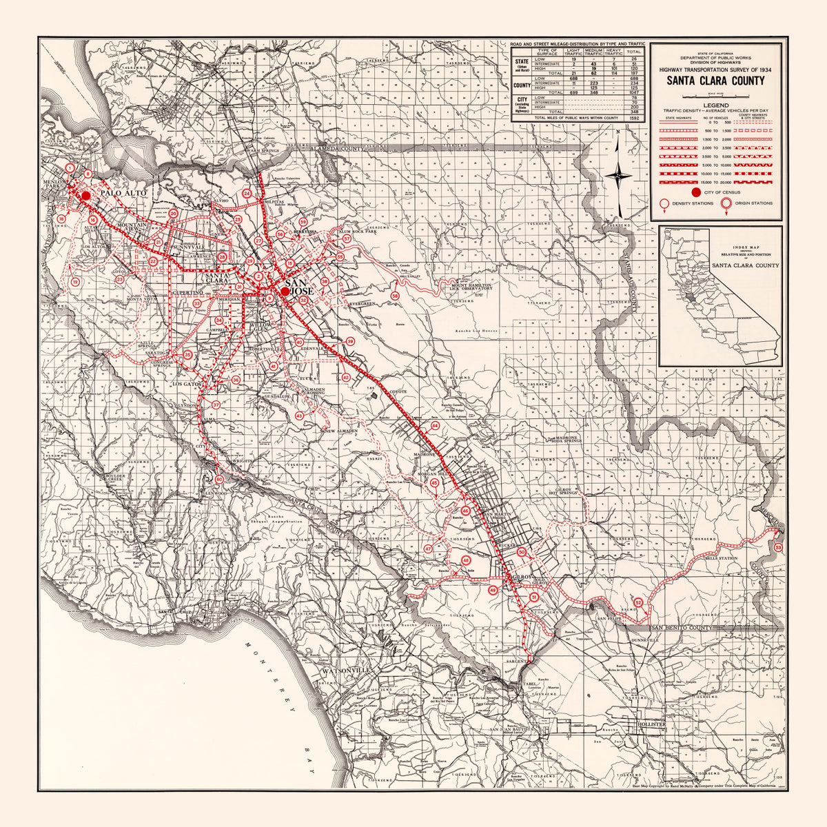 Preview of Vintage Map of Santa Clara County, California 1935